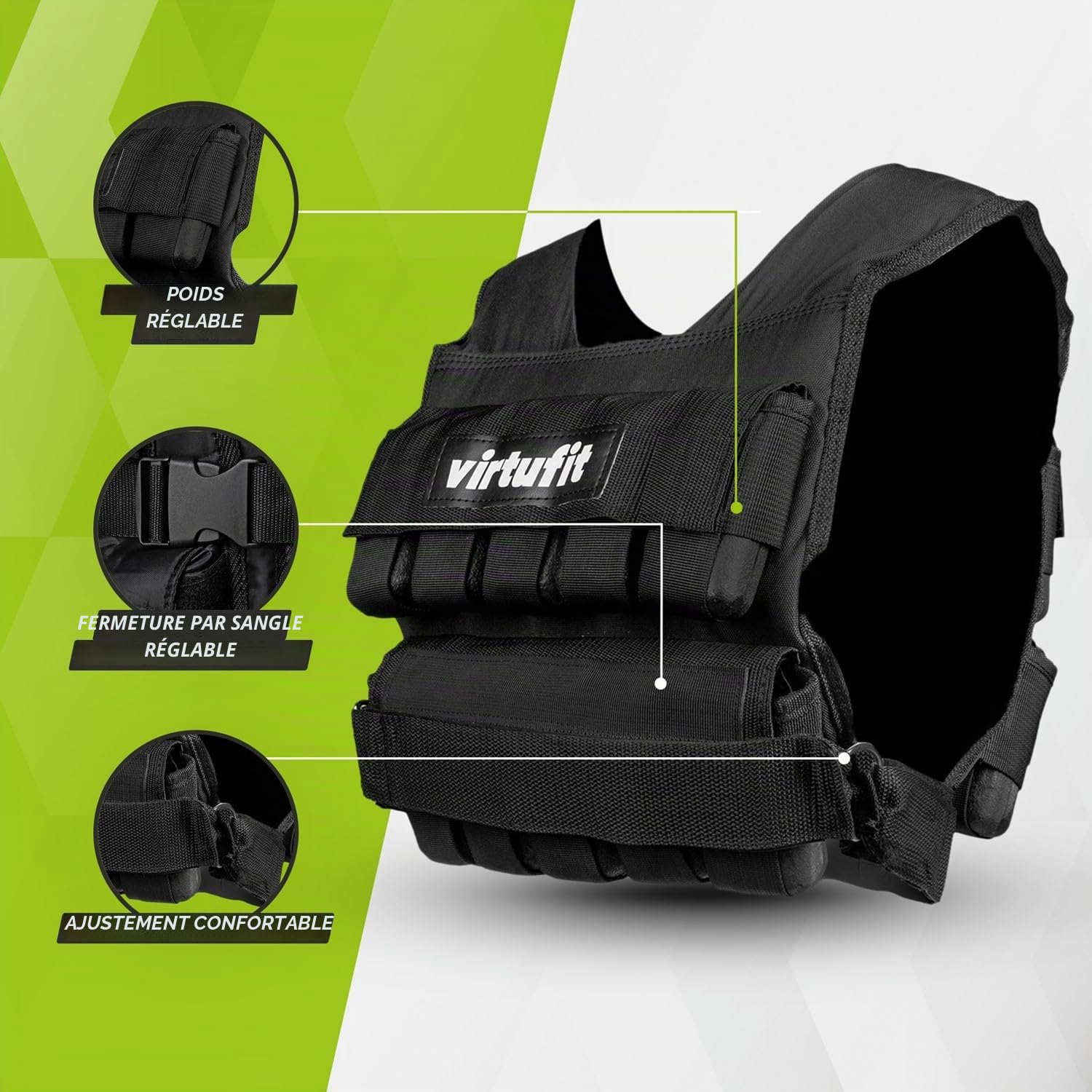 VirtuFit Gilet de poids réglable Pro - 20 kg
