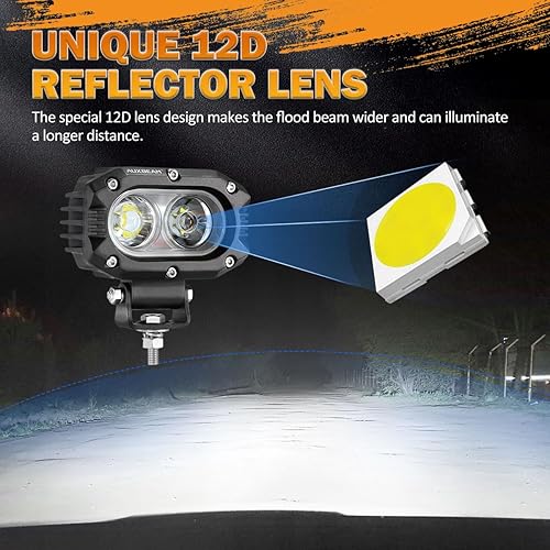 Miniatura 2 de Auxbeam Cápsula LED de 4 pulgadas, luz cuadrada con 5050 luces LED blancas de inundación, luz antiniebla con arnés de cableado para Jeep Wrangler