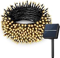 Vista 9 de Paquete de 2 tiras de luces solares superlargas en total de 170 pies, 480 LED, 8 modos mejorados, funciona con energía solar, impermeable, luces