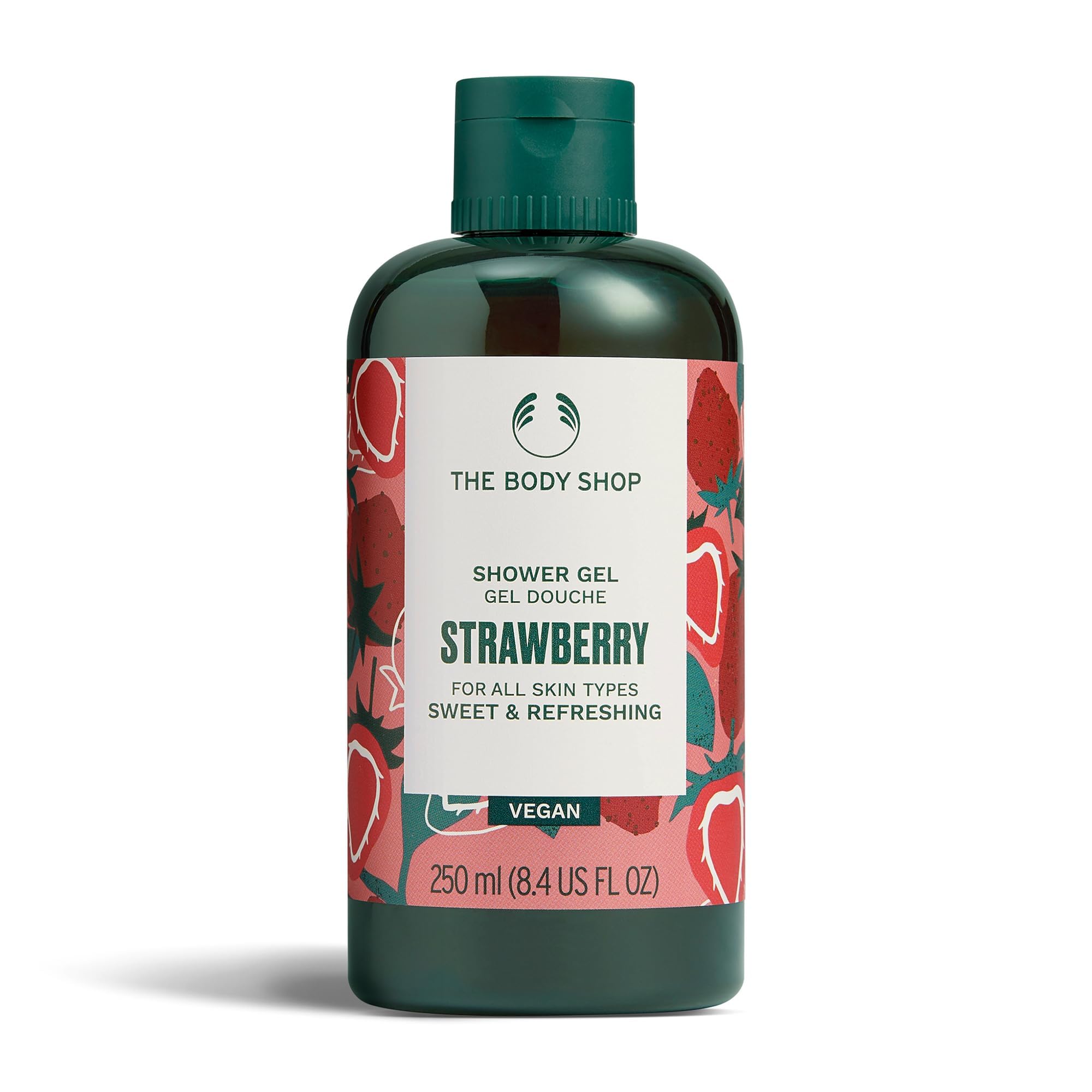 The Body Shop Strawberry Shower Gel (1x 250ml), Sweet Womens Shower Gel, Juicy Strawberry Body Wash for All Skin Types, Shower Foam with 92% Natural Origin, Vegan Body Care