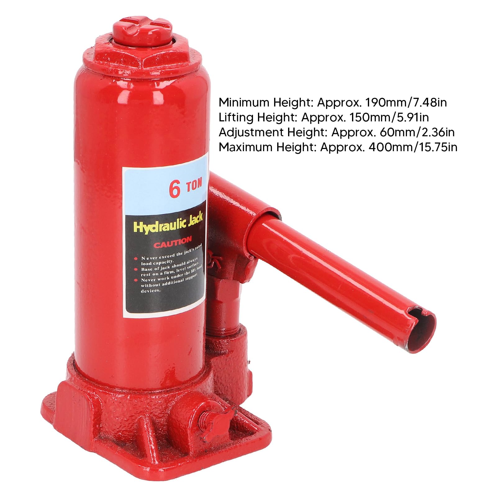 Yosoo Health Gear Cric-Bouteille Hydraulique, Cric-Bouteille de Voiture en Acier soudé 6 Tonnes, Soupape de Dérivation de sécurité à Double étage, Selle Dentelée, Rouge Portable pour Utilisation