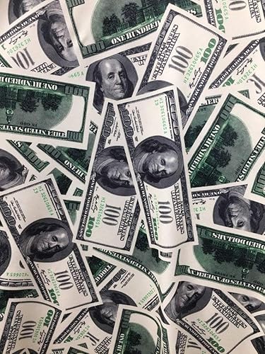 LUVFABRICS Tela de elastano elástica en 4 direcciones con patrón de dólares, billete de cien dólares, se vende por yarda (100 dólares verde