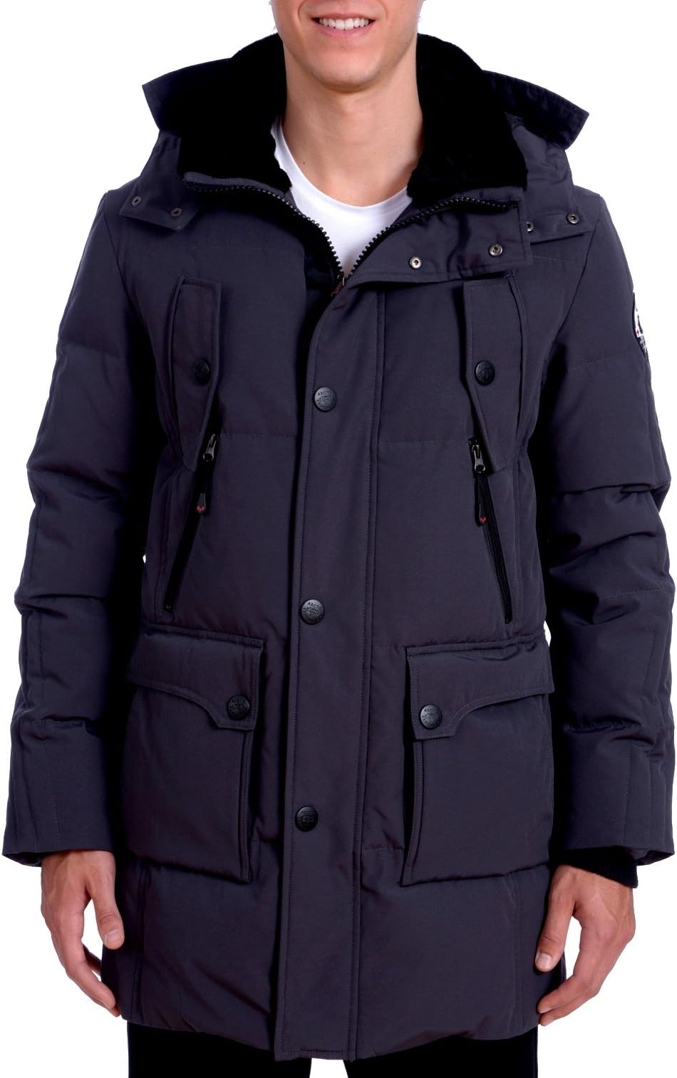 Men's Long Parka Down Winter Jacket with Removable Hood (Graphite, XX-Large)