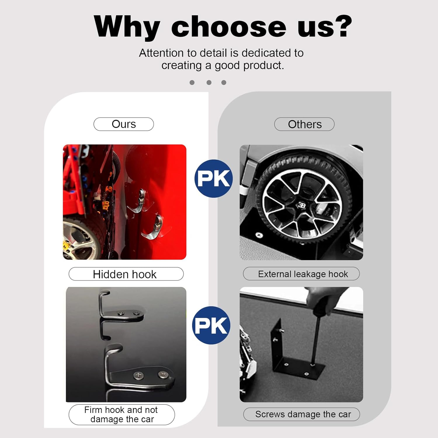 Display Wallboard for Lego Technic 2022 Ford GT 42154 Building Kit,1:12 Scale Collectibles Car Wall Mount Frame for Building Blocks, Gifts for Lego Lovers(No Car Included)