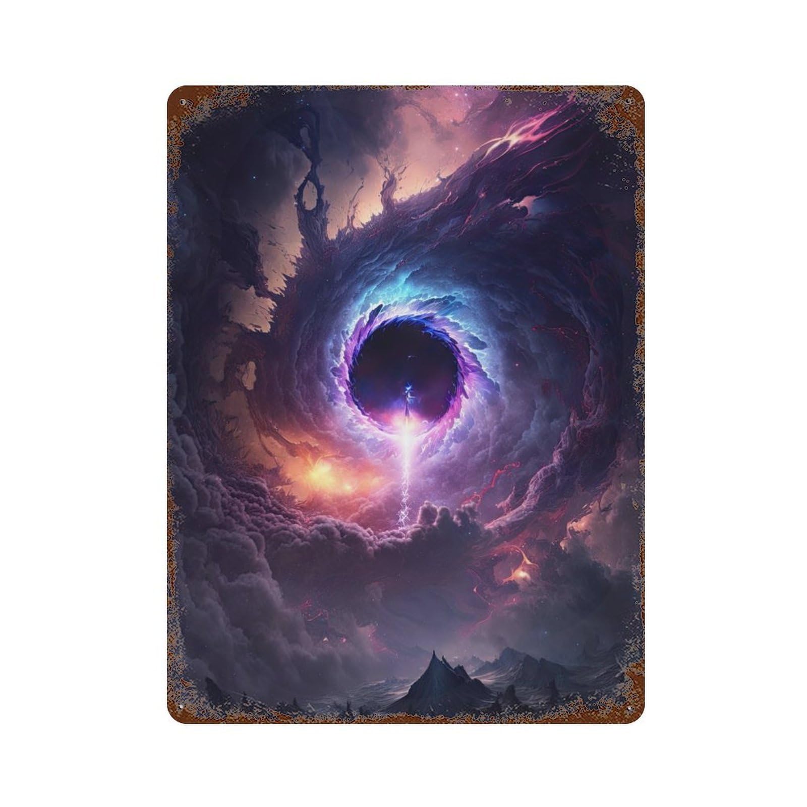Fantastical Sky Aged Metal Wall Plaque 15.7"x11.8", for Living Room, Hallway And Home Decor, Shabby Chic Decor