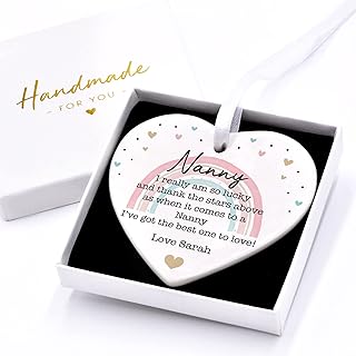 Beecreative Personalised Nanny Gifts, Nanny Gifts From Grandson Granddaughter Grandchild, Nanny Gifts For Birthday, Best Nanny Gifts, Ceramic Plaque Ornament, With Gift Box
