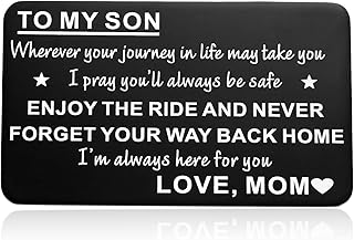 To My Son Wallet Insert Card, Son Gifts from Mom, Mini Love Note for Son Birthday Gifts, Graduation Gifts for Son-Never Forget Your Way Back Home, I'm Alway Here for You, Love Mom