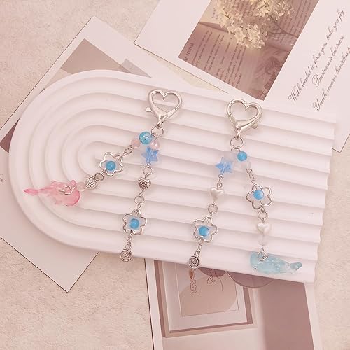 Miniatura 2 de AGEN KGEN Llaveros estéticos Y2K con diseño de mariposa, estrella, oso fresa, guitarra, dijes para mujeres y niñas, bolsos, regalos