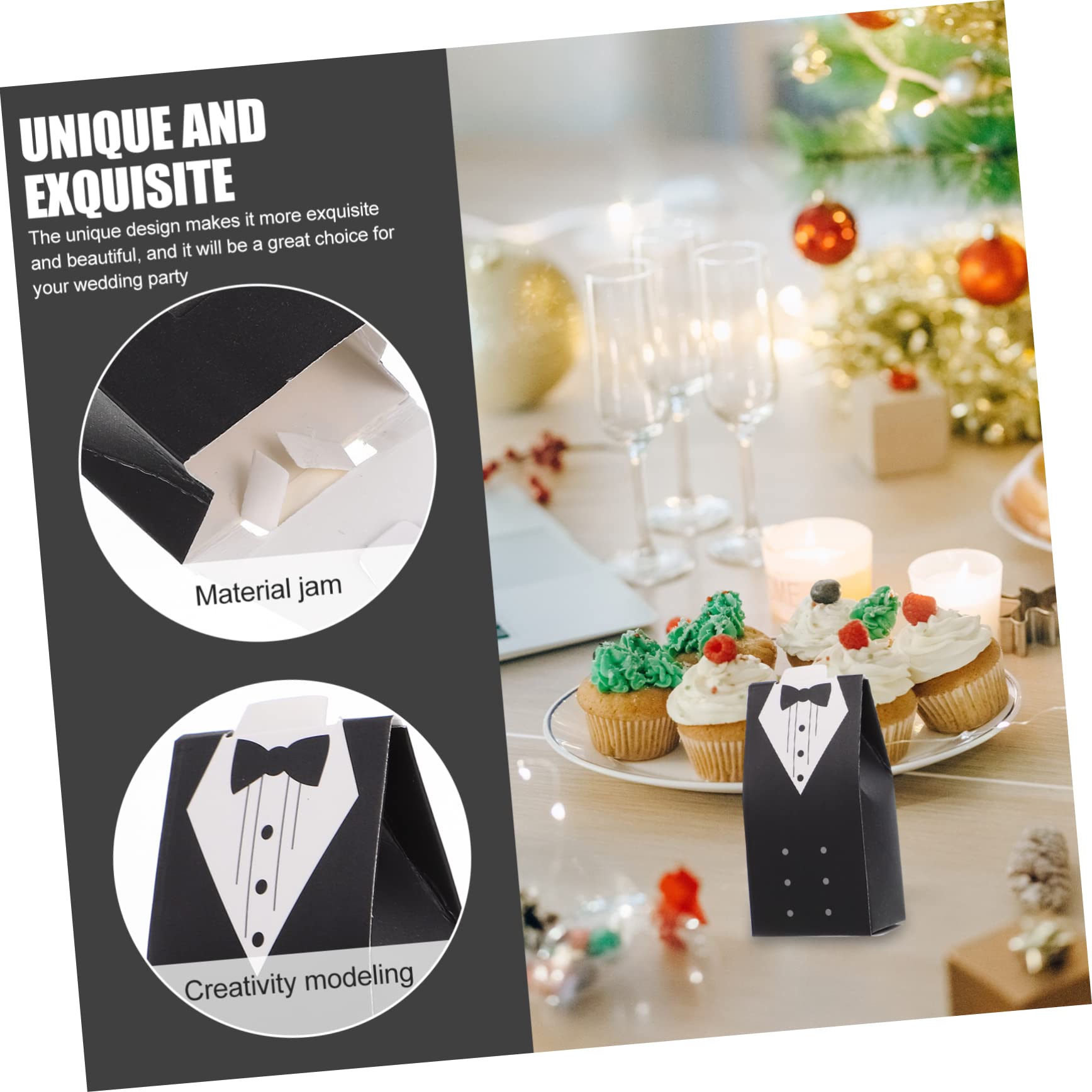 Cabilock Scatole Portaconfetti Matrimonio 100 Pezzi, Cartoncino Bianco, Design Sposo e Sposa, Confezioni per Dolci per Feste