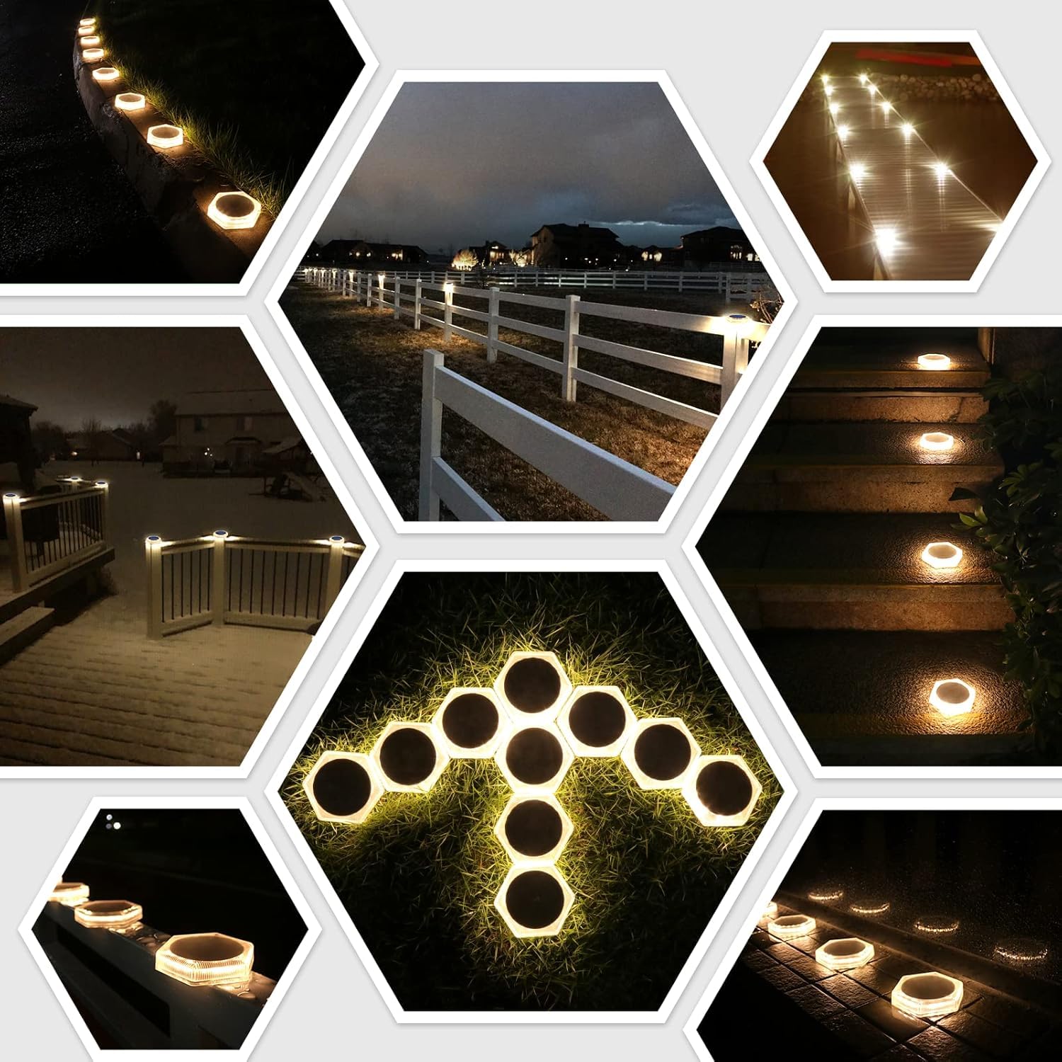 Solarlampen für Außen Garten zum Hinlegen, Warmweiß 20 LEDs 10cm Solar Treppenbeleuchtung Aussen Aufkleber Liegend, IP68 Wetterfest Befahrbare Bodenleuchten für Einfahrt Stufe Gehweg Rasen (8 Stück)