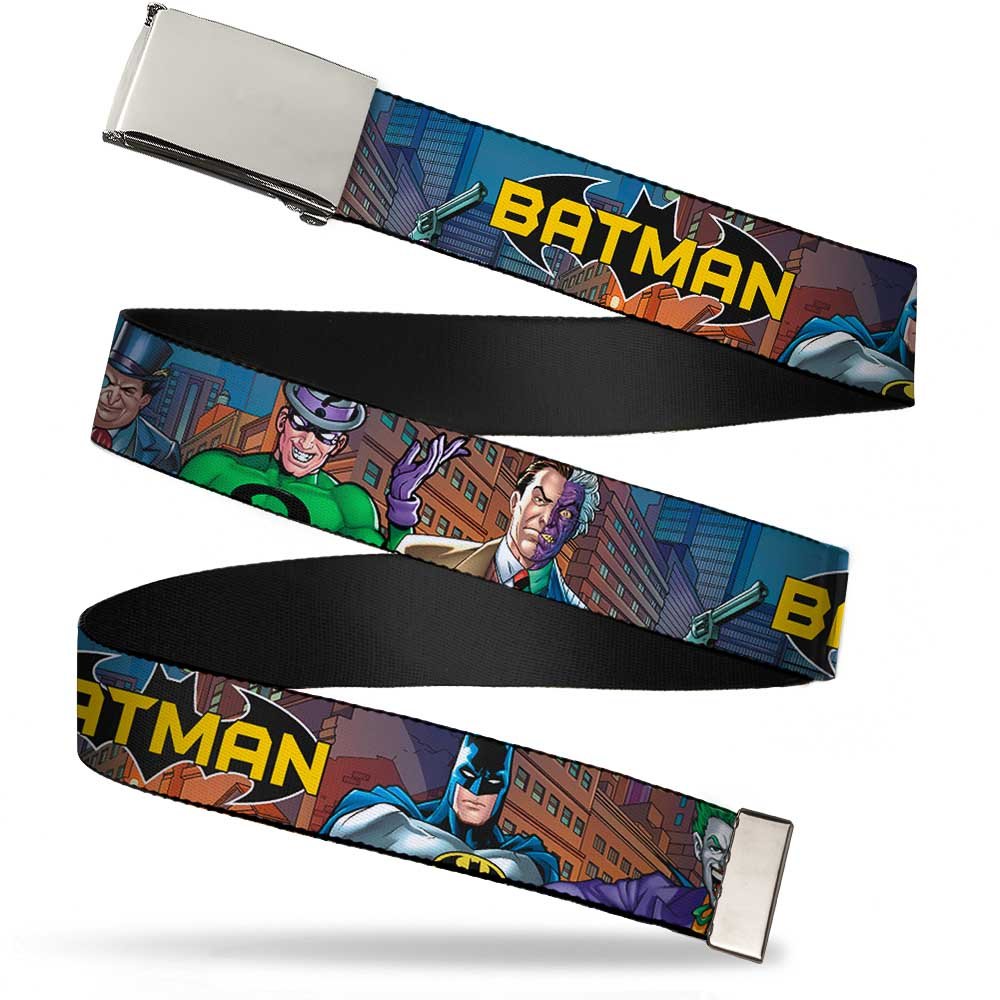 Buckle-Down Web Belt - Batman & Villains1, Multicolor, 1.25" Wide - Fits up to 42" Pant Size
