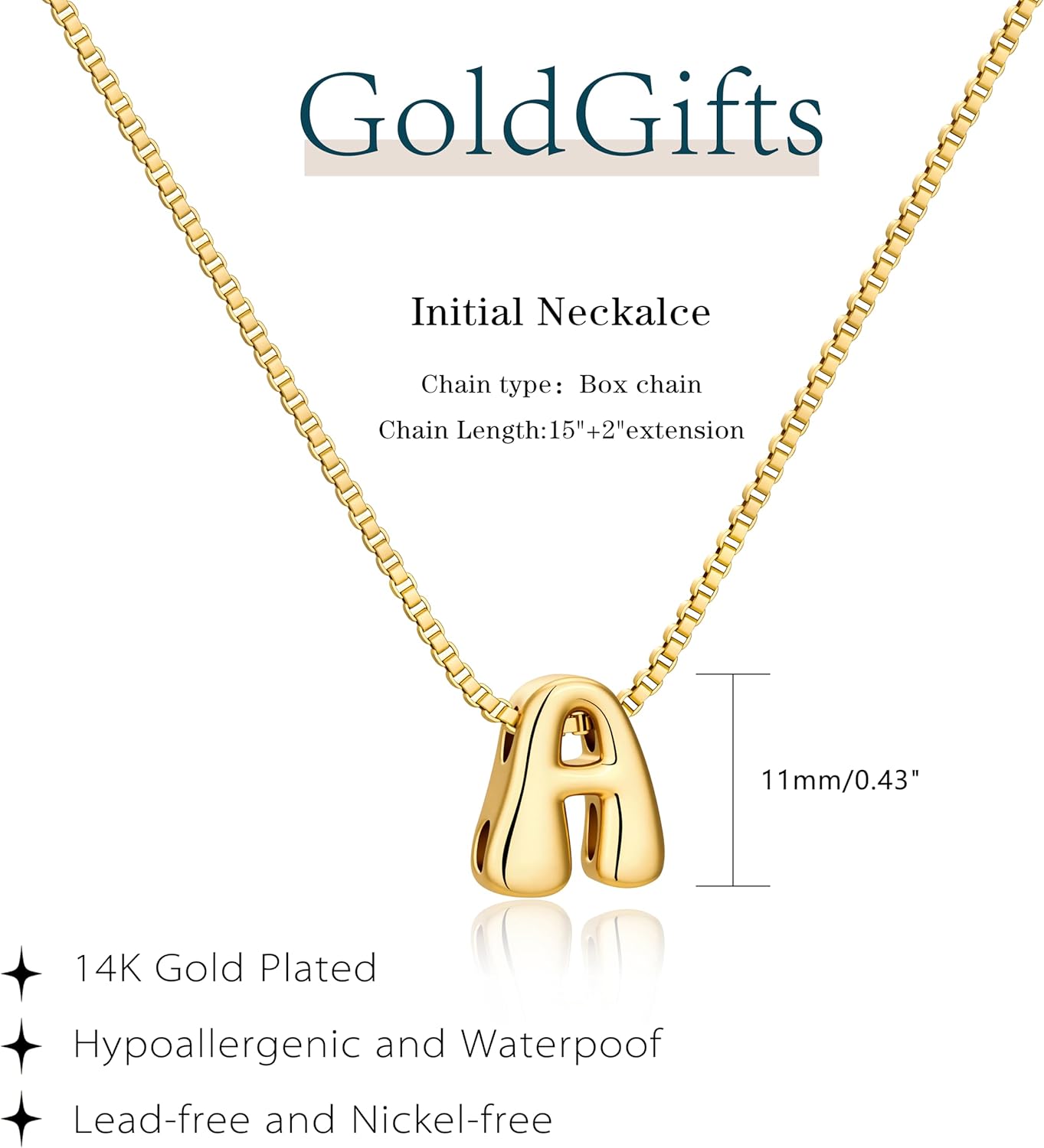 Bubble Gold Silver Initial Necklaces for Women,14K Gold Plated A-Z Initial Necklaces for Women, Chunky balloon letter name Pendant Necklace Fashion Jewelry Gifts - Image 5