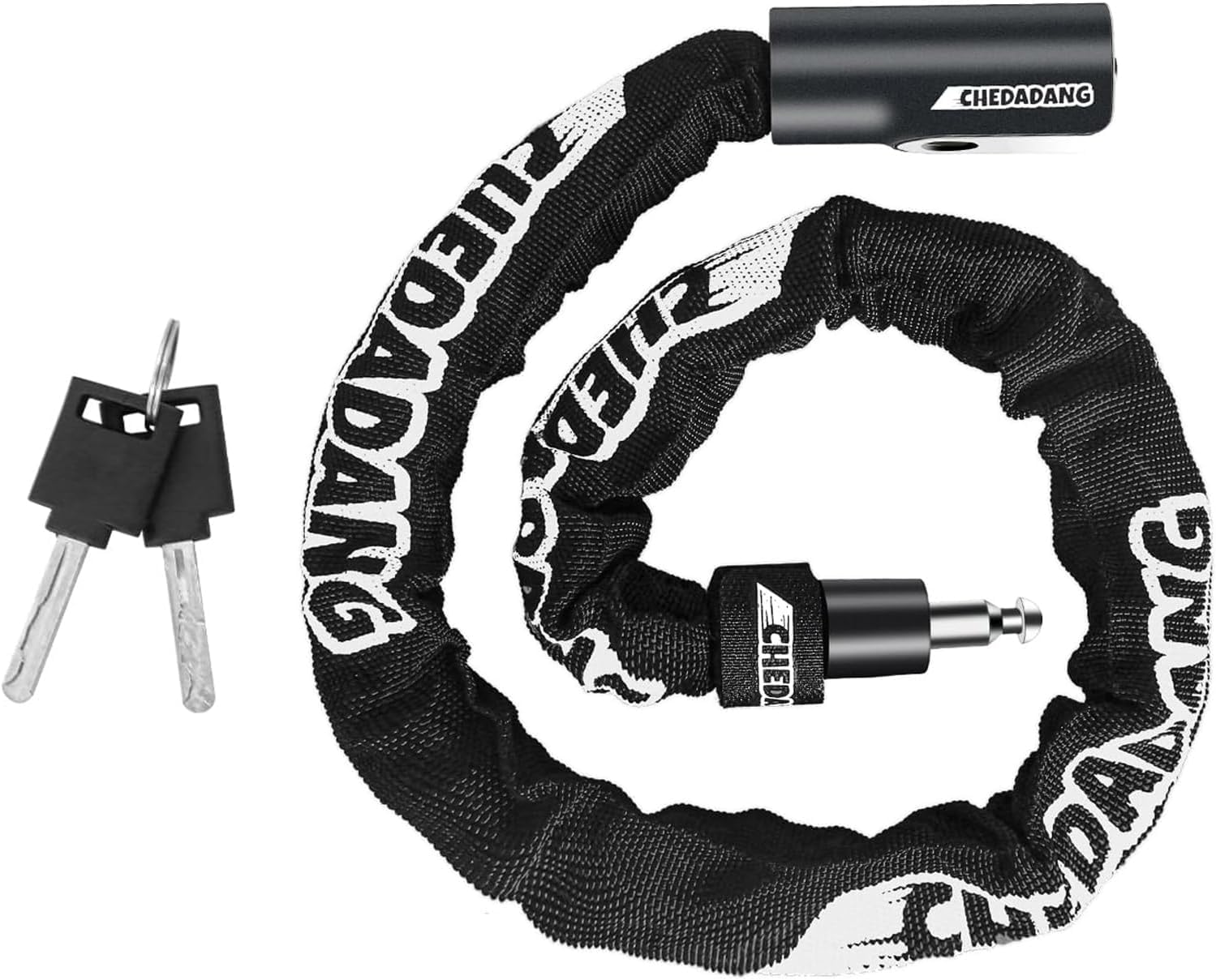 Anti-Theft Chain Lock for Scooter & Bike Heavy Duty Alloy Steel Security Lock with 2 Keys, Quick Push-to-Lock Mechanism Portable Waterproof Canvas Covered Motorcycle Lock Black