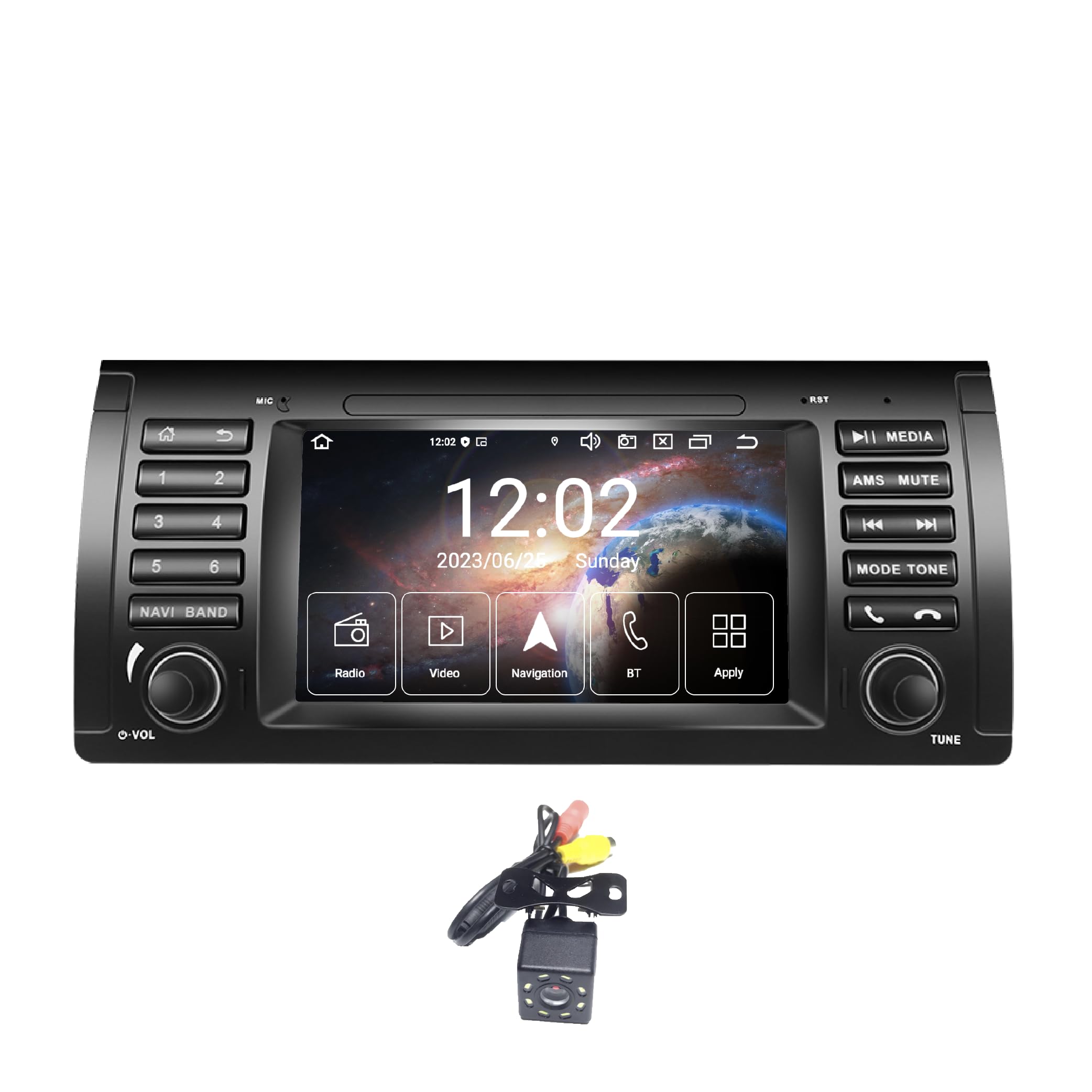 AMASE AUDIO Android 14 7" Car Radio for BMW E39 5 Series 1995-2002, Octa Core(4GB+64GB), Wireless Carplay Android Auto, DSP+, Support 4G WiFi GPS navi BT 5.0 Sim Card Slot
