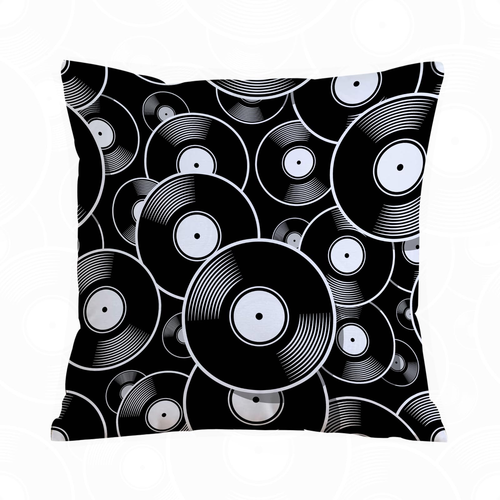 Errtu Retro Music Vintage Vinyl Record Iconpattern - A5 Throw Pillow Case Pillowcase Square Printed Cushion Cover For Living Room Sofa Couch Bed Car,Retro Music Vintage Vinyl Record Iconpattern.,18X18 In