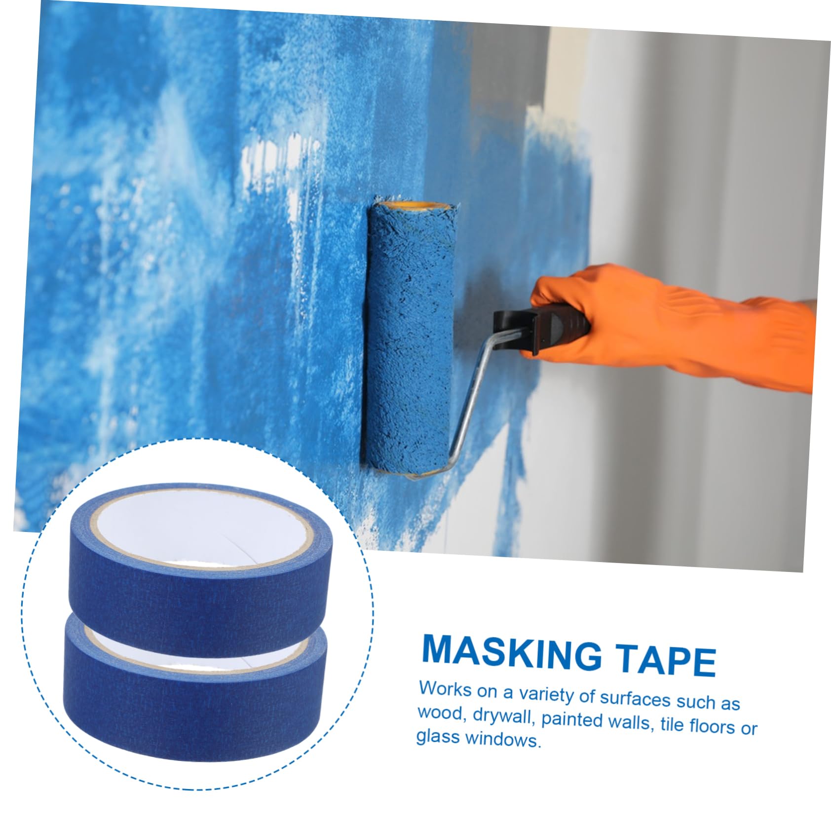 POPETPOP 4 Rollen Abdeckband Blau Malerei farbig malen Vinyl Wickelband Malerband Klebebandapplikator für Maler Gefrierband Beschriftungsband Erweitertes Krepppapier