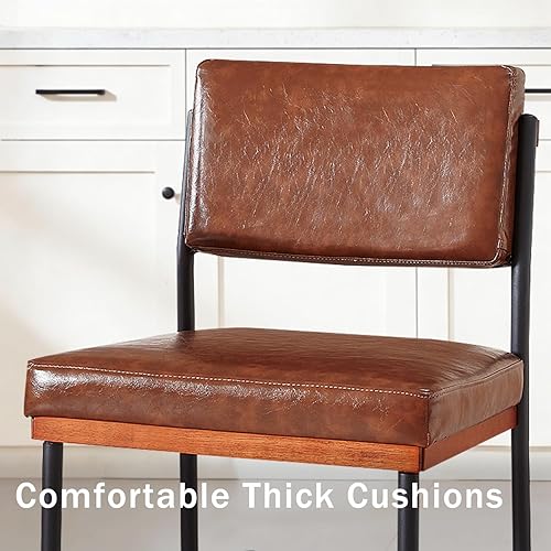 Miniatura 6 de Coffee - Juego de 2 sillas de comedor modernas, sillas de cocina con cojines gruesos y almohadillas ajustables, sillas de comedor tapizadas de piel