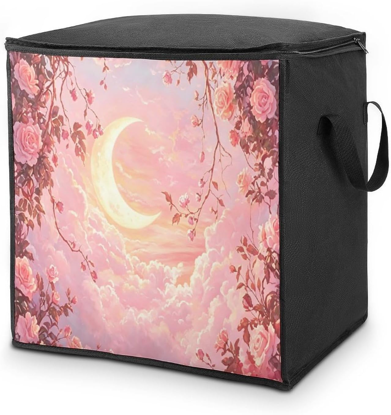 Moon Pink Comforter Storage Bag Moving Bag | Clothes Storage Bins-70L,Moving Bag With Dual Handles For Easy Carrying, Zipper Design Durability for Home,Bedroom,Closet