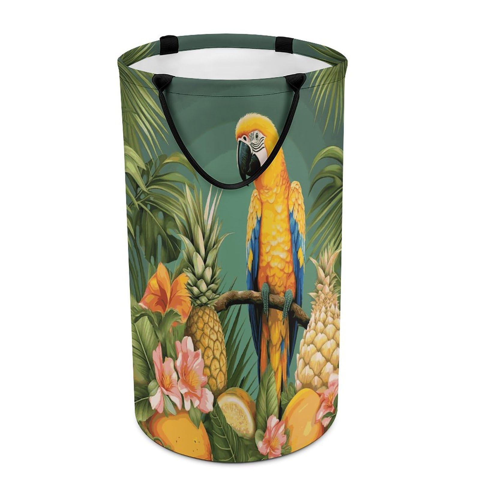 Summer Parrot Pineapple Bird Dirty Clothes Basket Large Capacity Laundry Basket Freestanding Laundrys Hampers Tall Collapsible Clothes Hamper for Blankets Toys