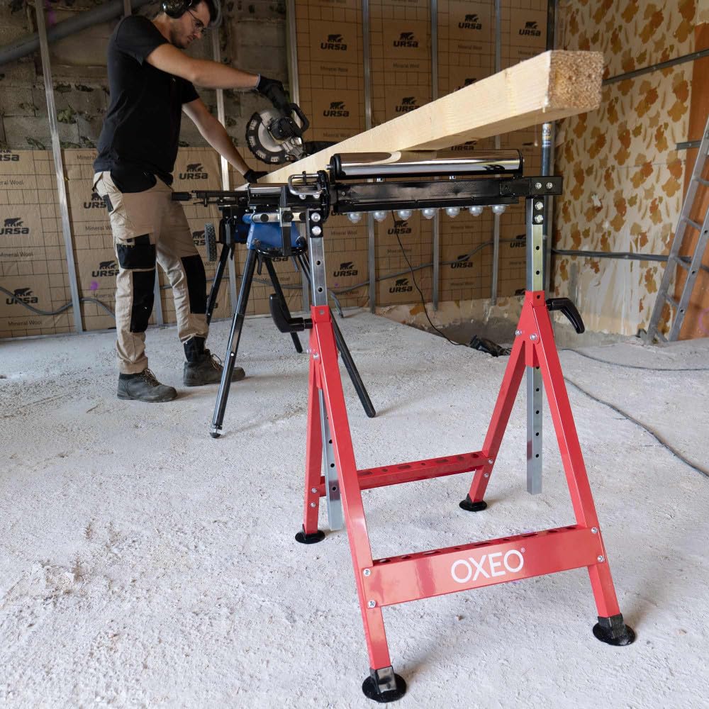 Tréteau multifonction - Servante à rouleaux 4en1 - Fixe antidérapant, rouleaux et à billes - Hauteur réglable - Charge max 200kg
