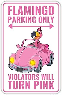 Venicor Flamingo Parking Only Sign - 9 x 14 Inches - Aluminum - Pink Flamingo Gifts for Women - Flamingo Decor Metal Wall Art - Outdoor Flamingos Yard Decorations Lawn Party Supplies Merch Stuff