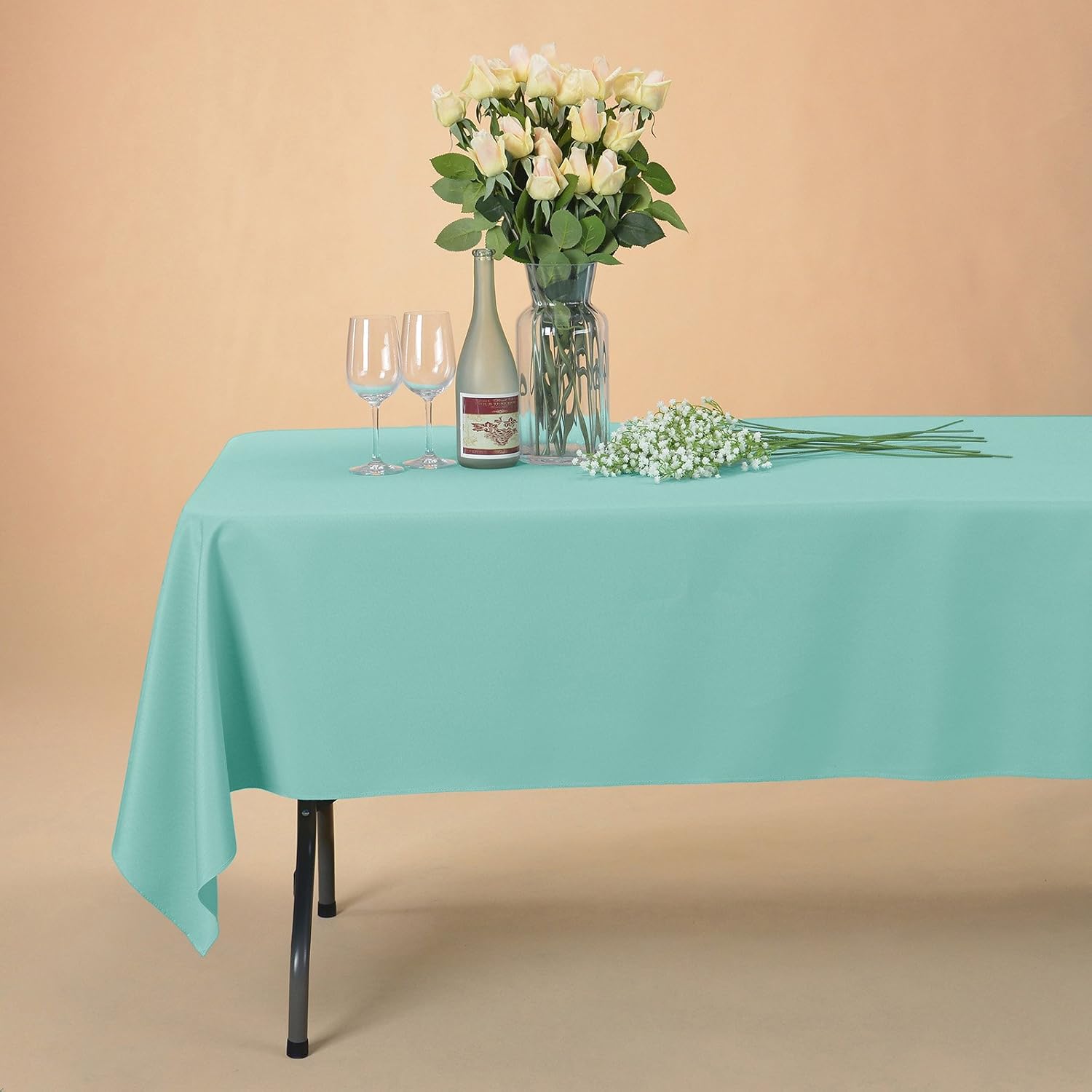 Remedios Rectangle Tablecloth 60x126 Inch - Washable Polyester Table Cloth for 6 Foot Table - Wrinkle Free Dinner Tablecloth for Wedding Party Restaurant Banquet Tables, Turquoise Table Cloths