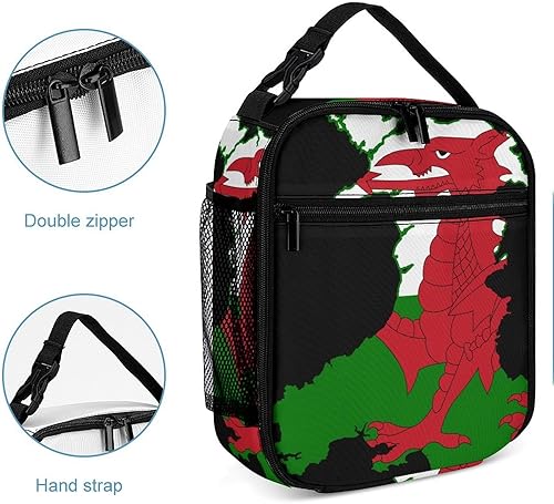 Miniatura 5 de Flag Map of Wales Insulated Lunch Bag for Women Men Reusable Lunch Box Tote Bag for Work Travel