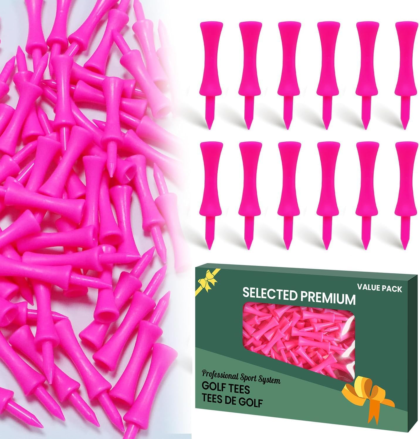 Golf Tees Step Down Plastic Unbreakable 50 Pack Reusable Bulk Professional Height Control Castle Tee for Practice