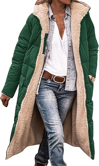Winter Coats For Women Warm Fleece Lined Full Zip Hooded Long Jackets Ladies Puffer Quilted Overcoat Outerwear