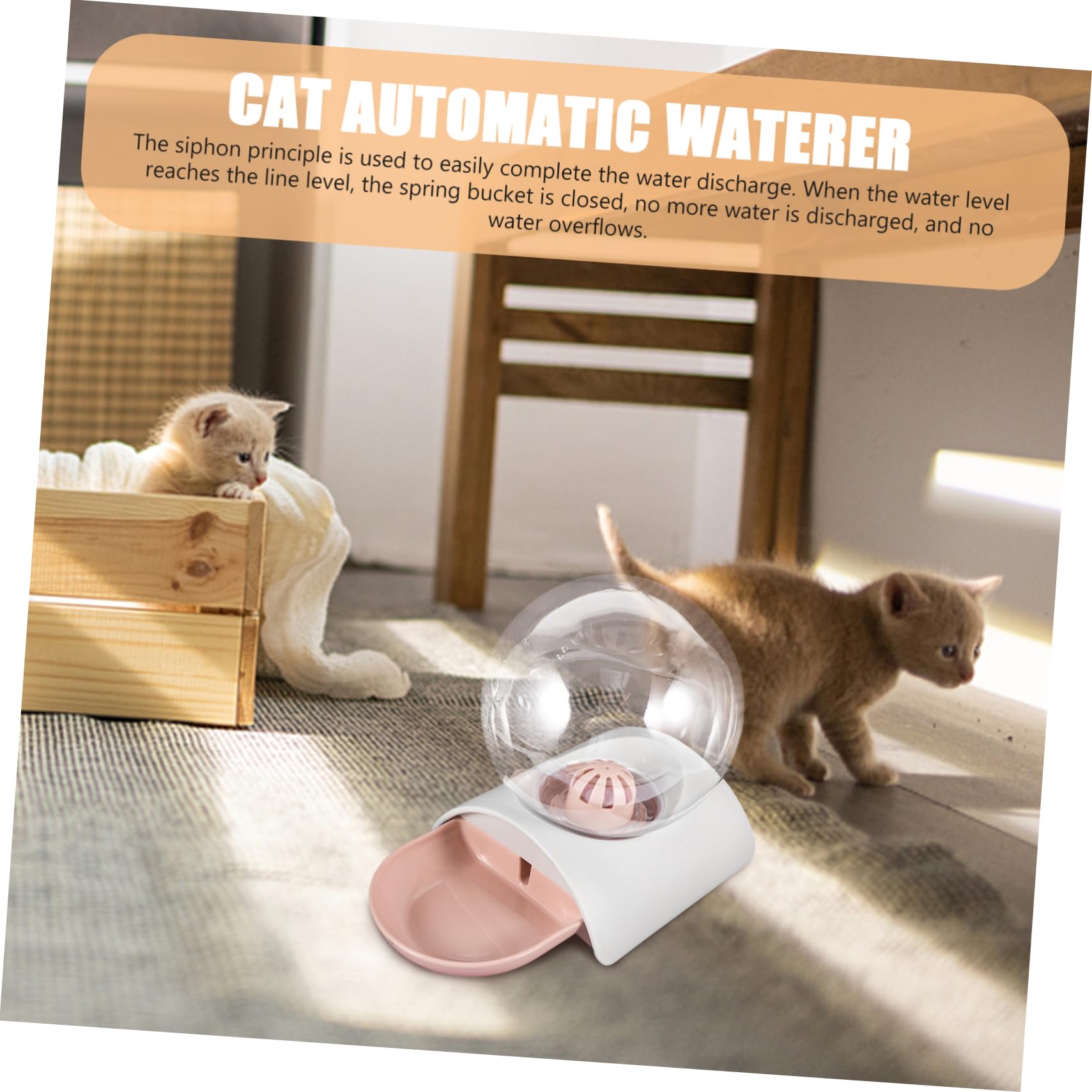 BESPORTBLE Automatische Katzentränke für Hund und Katze 2,8 L Fassungsvermögen Leicht zu Reinigen Siphon Prinzip für Haustierladen und Draußen