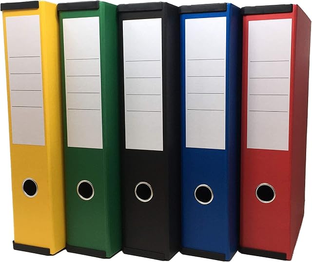 Box File Lock Spring with Ring Pull and Catch, 70mm Spine, Foolscap Assorted Pack of 5