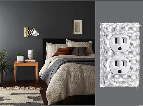 Miniatura 10 de 4 piezas de diamantes de imitación brillantes cubiertas de pared de imitación de grano de madera para interruptor de luz de palanca, placas