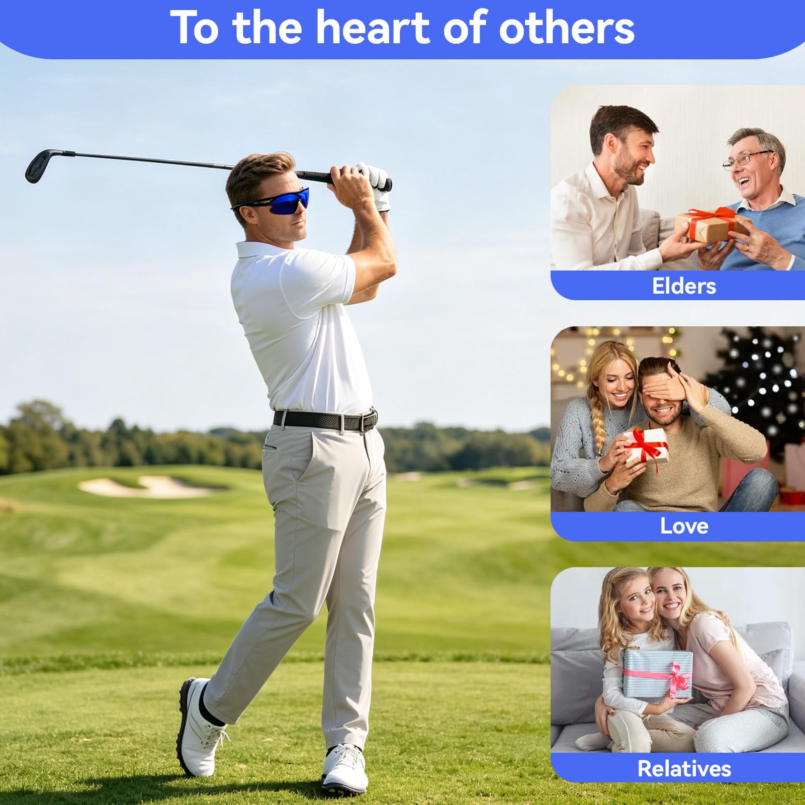 HERCHR Gafas localizadoras de pelotas de golf con lentes azules y bolsa de almacenamiento