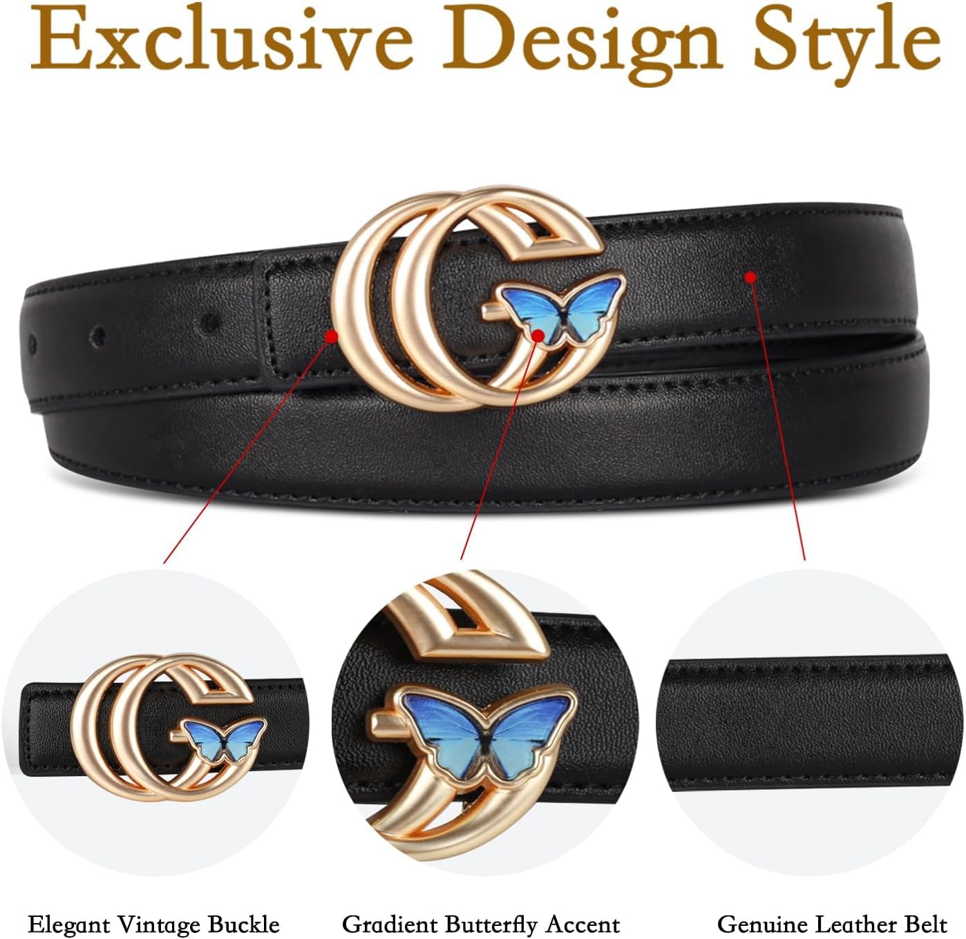 Luxury Designer womens belt,gg belt,Premium Gift Fashion Accessory, Freedom Metamorphosis Pattern - Image 2