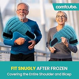 Comfcube Shoulder Ice Pack Wrap for Injuries, 2 Hours Long Lasting Rotator Cuff Cold Therapy Flexible Shoulder Ice Pack for Pain Relief, FSA Eligible, Cold Pack for Tendinitis, Surgery, Swelling