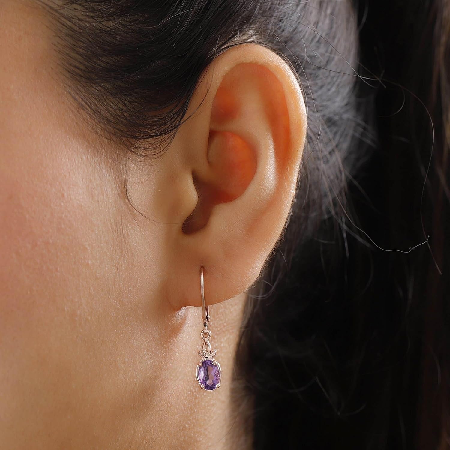 Ct 1 Purple Amethyst Dangle Earrings for Women Jewelry 925 Sterling Silver Birthstone Lever Back Costume Jewelry for Women Birthday Christmas Gifts