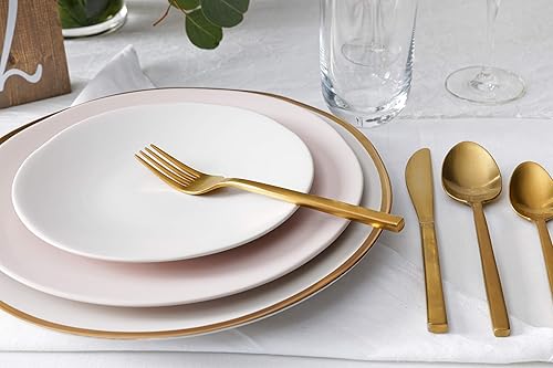 Vista 19 de Fortessa Vitraluxe - Juego de 4 platos tradicionales con acabado mate, 12 pulgadas, color rubor Rosa (Blush)