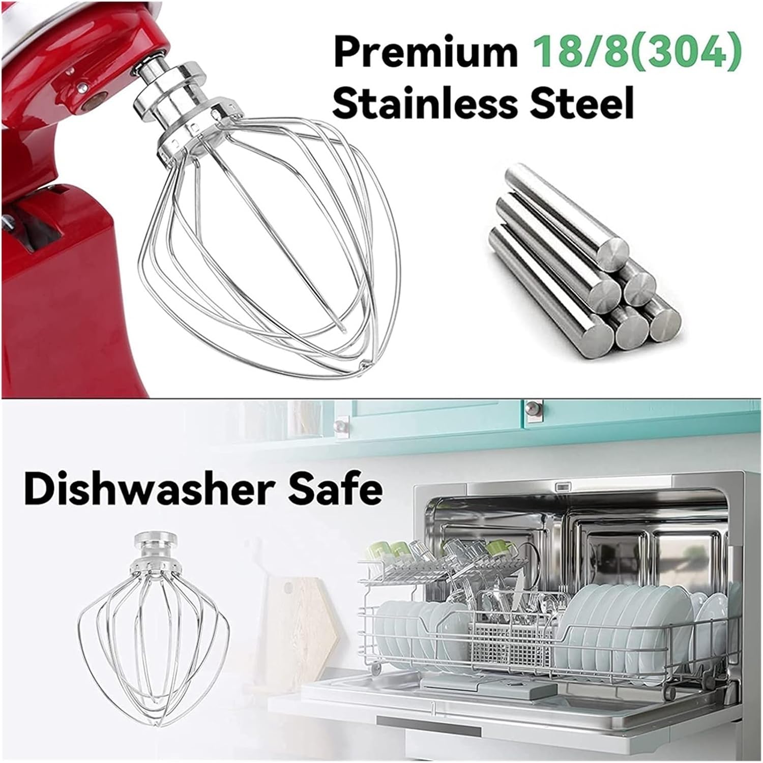 Wire Whip Attachment ，Compatible for Kitchenaid ，Stand Mixer Stainless Steel Wire Whip Replacement for Kitchen Aid K45 Stand Mixers