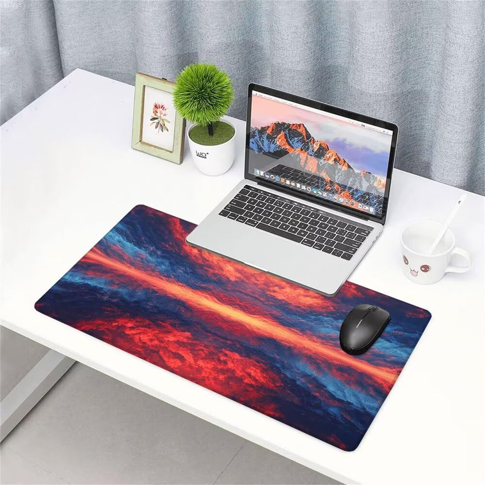 Alfombrilla de Mouse para Juegos, Rosso, XXL, Antideslizante, Impermeable, Diseño de Tramonto, Extendido, Grande, 1200x600x3mm, para PC, Laptop, Ufficio, Famiglia d-546