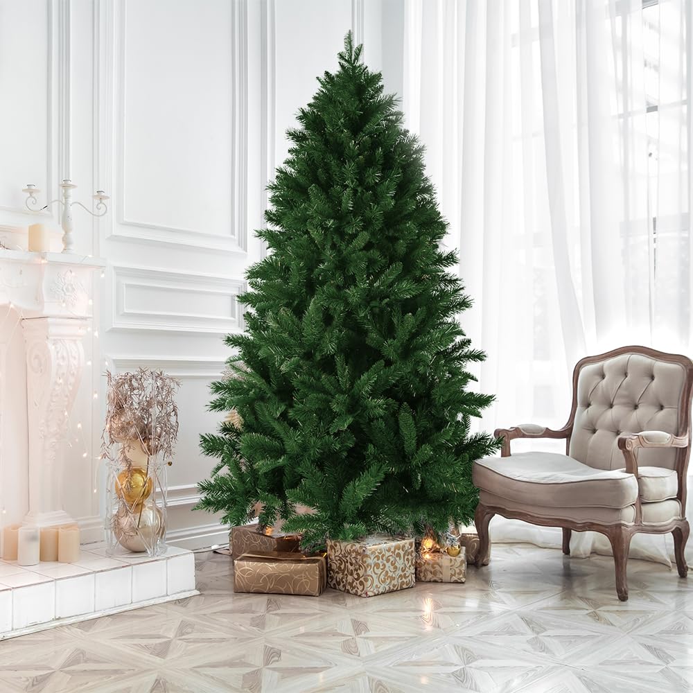 CVHfhjTG christmas tree, Unlit Artificial Holiday Green Spruce PE/PVC with Branch Tips, with Foldable Metal Stand for Home Office(5FT)