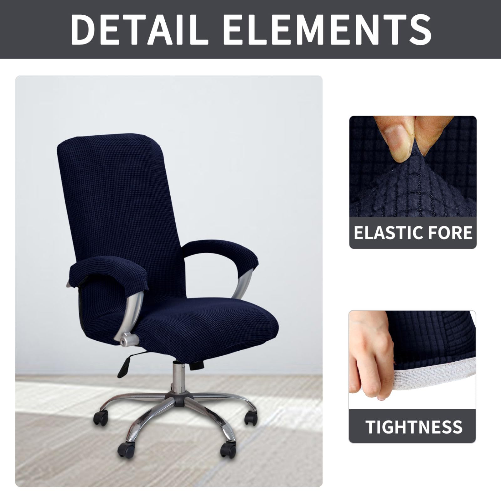 Coprisedia da ufficio con braccioli, protezione elasticizzata per sedia da ufficio, protezione elastica per sedia da computer, design resistente ed elegante