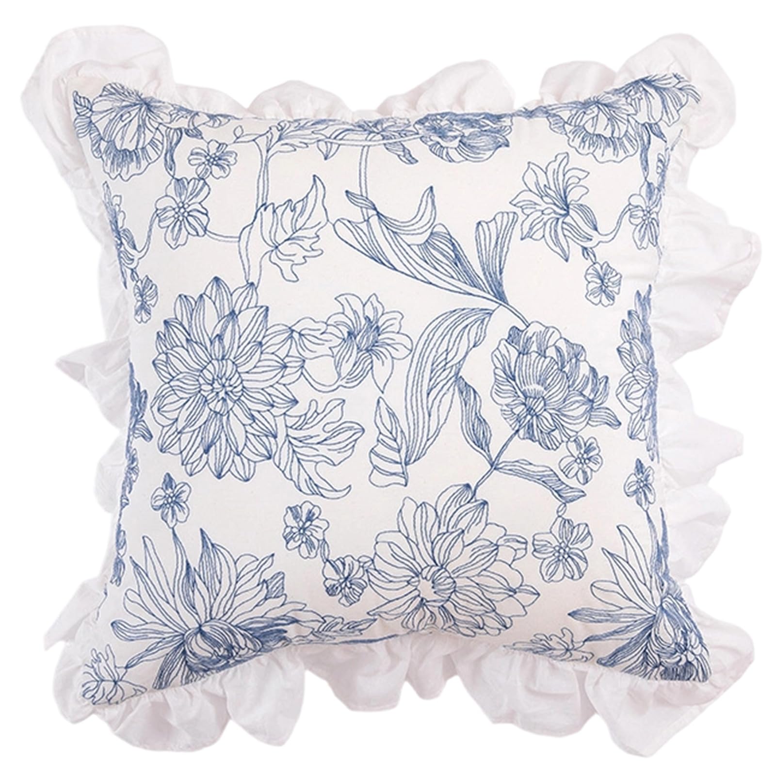 YWLUUOO Ruffle Pillow Cover with Elegant Edges, Machine Washable Decorative Pillowcase for Couch Bed Elegant Edges Pillow Cover for Sofa Cushion