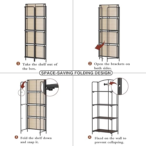 Miniatura 212 de Crofy - Estantería plegable sin montaje para sala de estar, estante plegable blanco de 5 niveles para oficina en casa, organizador de almacenamiento