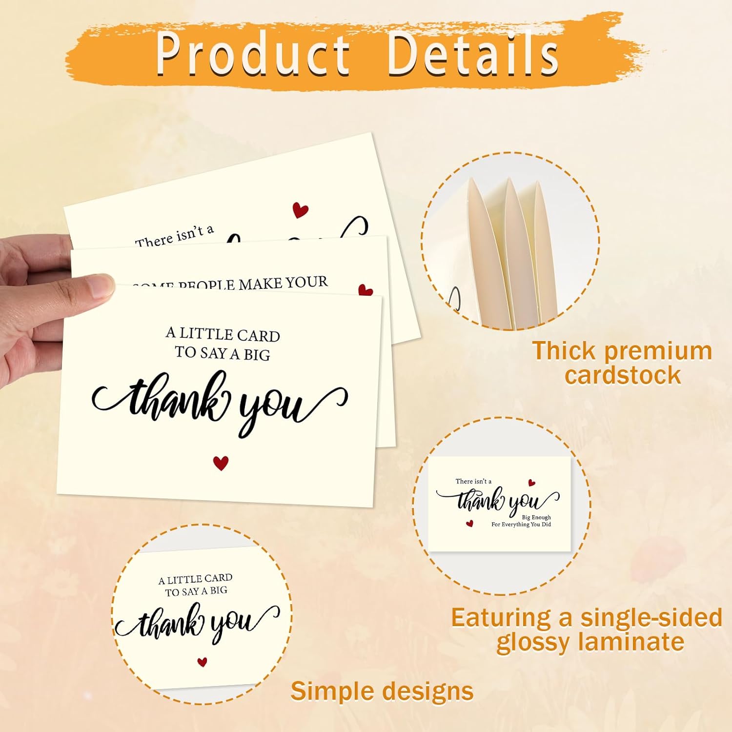 24 Pack Thank You Cards Bulk with Envelopes & Stickers, 4×6 Inches Day Better Appreciation Cards Notes for Teacher,Coworker, 3 Designs - Image 5