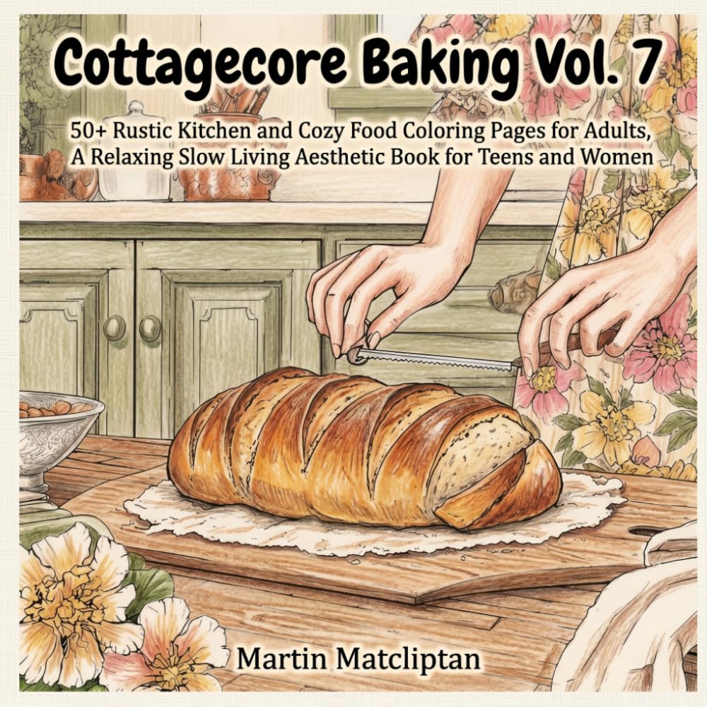 Cottagecore Baking Vol. 7: 50+ Rustic Kitchen and Cozy Food Coloring Pages for Adults, A Relaxing Slow Living Aesthetic Book for Teens and Women (Cozy Cottage & Slow Living)