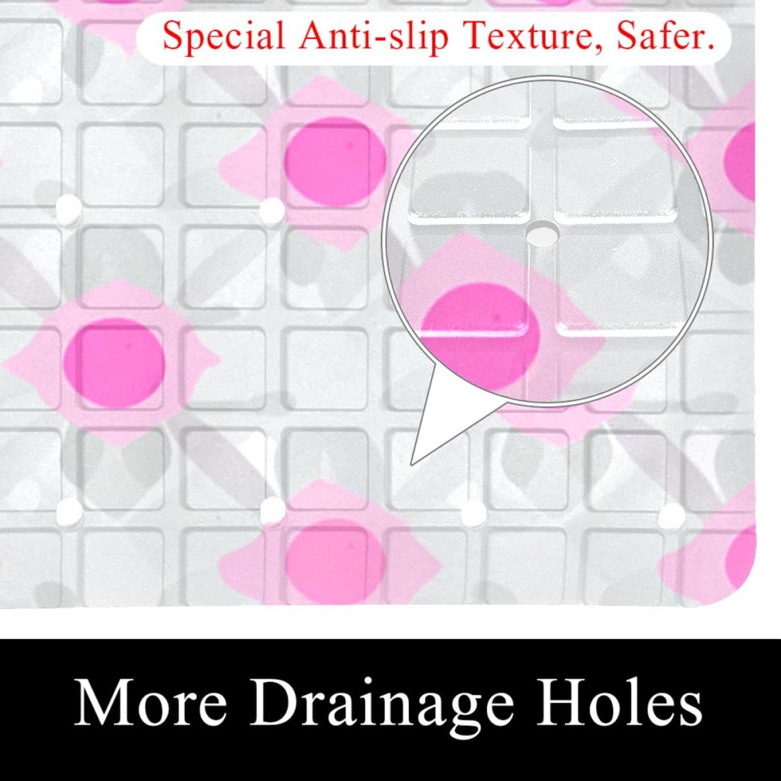 Tapis de bain de qualité supérieure - Antidérapant, facile à nettoyer et sans danger pour toute la famille - Motif à pois