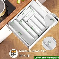 Vista 2 de Pipishell - Organizador de cajones extensible de bambú para utensilios de cocina, bandeja de cubiertos ajustable, organizador de divisores de madera