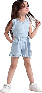 طقم قطن من قطعتين سالوبيت وحزام للبنات من اكسيس، أزرق فاتح، 6-9 شهر