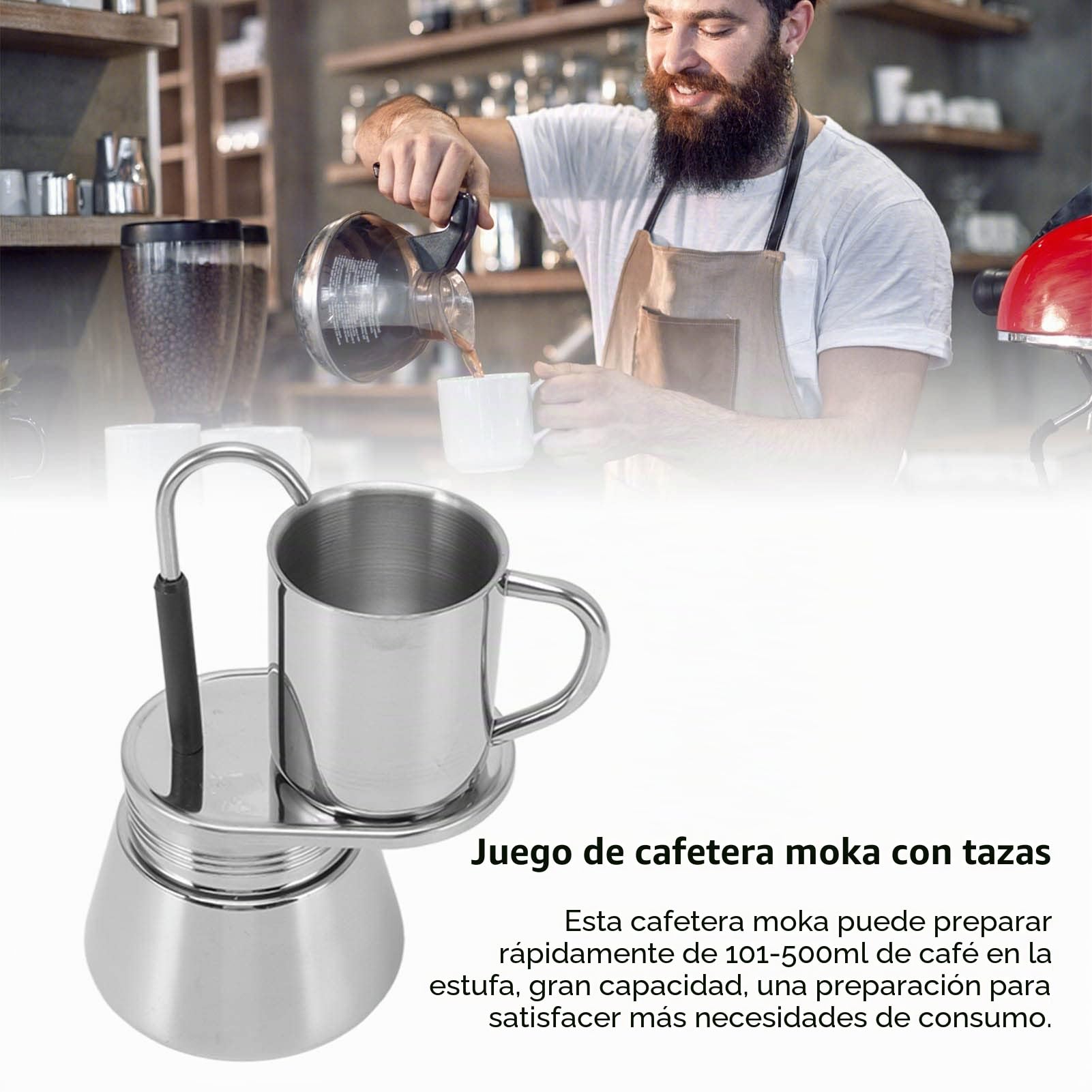 Tyenaza Cafetera Moka de un Solo Pico, Cafetera Italiana Clásica de 220 Ml, Mini Cafetera Espresso para Estufa, Juego de Moka de café DIY, con Copa, para Fiestas Al Aire Libre, Viajes(12,5 x 21 cm)
