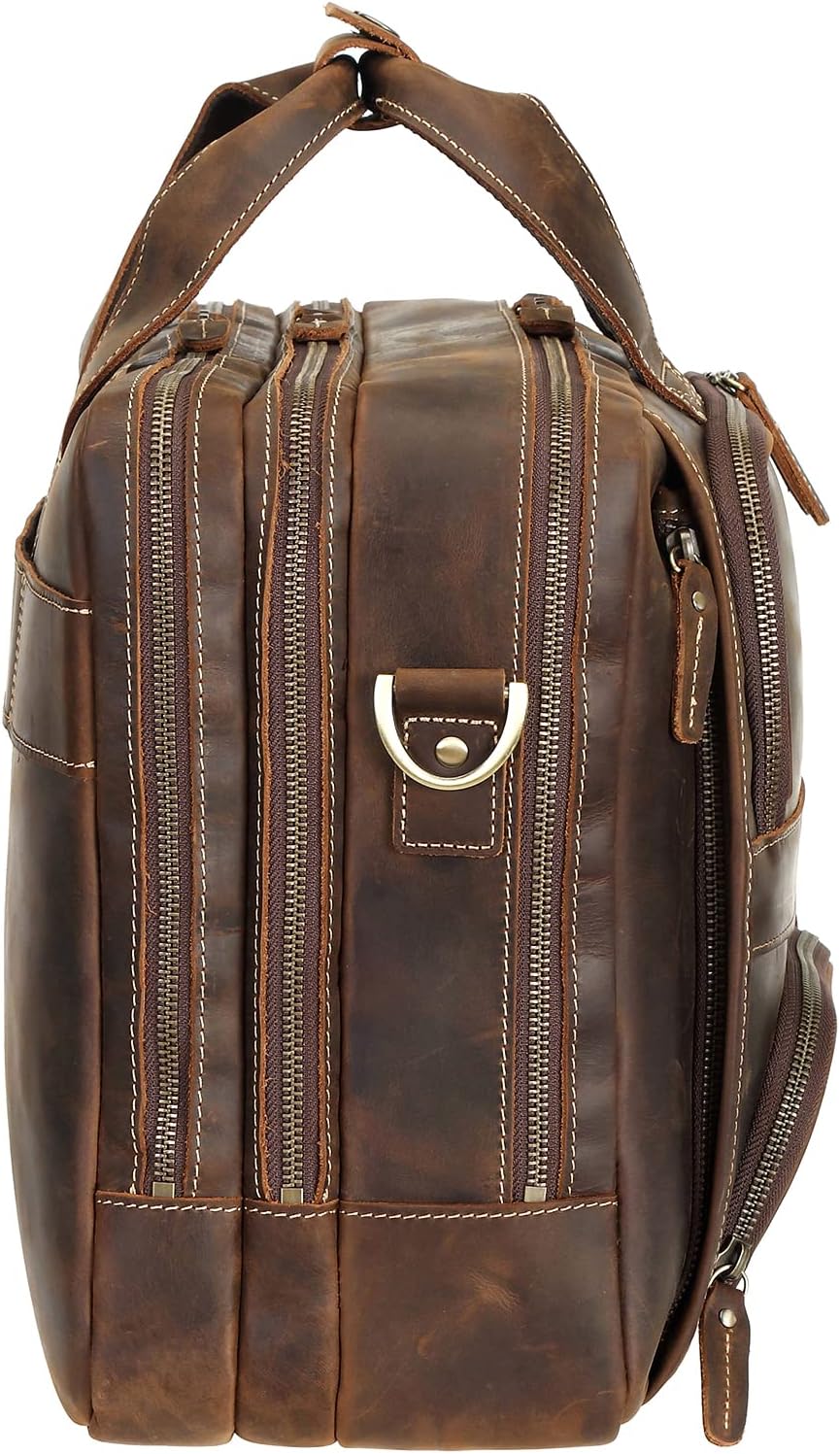 Polare Full Grain Cowhide Leather 17'' Laptop Large Briefcase for Men Business Messenger Bag Work Bag - Image 9